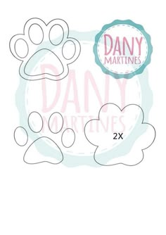 an image of a dog paw stamp with the words dany stories written below it