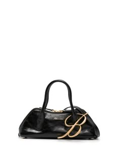 Shop Blumarine logo-plaque leather tote bag Blumarine Bag, Blumarine Logo, Mini Baguette, Dream Bag, Black Leather Tote Bag, Adjustable Bag, Lettering Logo, Fancy Bags, Chanel 2