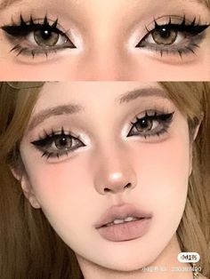 Douyin Makeup Grunge, Douyin Makeup On Western Features, Pretty Eye Makeup For Blue Eyes, Brown Douyin Makeup, Eye Makeup Blue Eyes, Puppy Liner, Eye Makeup Brown Eyes, Makeup Looks Pretty, Eye Makeup Aesthetic