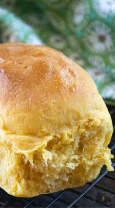 a piece of bread sitting on top of a cooling rack