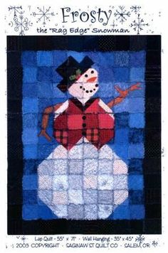 Frosty the Rag Edge Snowman Snowmen Quilts, Snowflake Quilts, Puff Quilts, Christmas Rag Quilts, Circle Quilt Patterns, Square Quilts, Quilt Pictures, Rag Quilt Patterns, Christmas Quilt Blocks