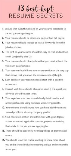 the 13 best - kept resume secrets you need to have in your job search list