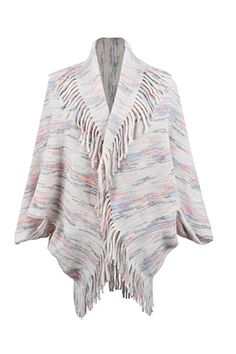 Colorful Glitch Retro Fringe Hem Open Front Shrug Knit Bolero Sweater Cardigan This upgraded cozy knit bolero cardigan blend is a sophisticated timeless wardrobe staple.Effortless pairing with your favorite tops and dresses with elegant detailing that adds that special touch every outfit is missing.The fringe hem all over gives a bohemian retro vintage vibe.Open front with wide oversized cloak three-quarter sleeves.Perfect sweater jacket that is easy to layer during winter and transitions into spring with ease.Easy to dress up for a special occasion, formal event or just out shopping and dinner. Colors Available: Ivory Cream Charcoal Gray Wine Red Khaki Tan Details: Additional Colors: Pink, orange, blue, rainbow Sleeves: Three-quarter Neckline: Open Stretch: Moderate Sizing: Adult Women Ma Mantel Cape, American Street Style, Fringe Clothing, Bolero Sweater, Shawl Sweater, Knitted Cape, Cape Coat, Women Shawl, Pantalon Large