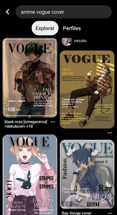 an iphone screen with various anime covers on it