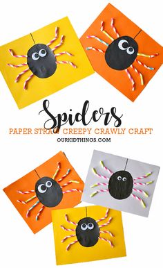 Paper Straw Spider Craft It’s Burst Spider Craft, Straw Skeleton Craft, Spiders Preschool Crafts, Halloween Spider Craft Preschool, Spiders Web Craft, Occupational Therapy Halloween Crafts, 3d Spider Craft, Simple Preschool Halloween Crafts, Spider Web Craft For Kids