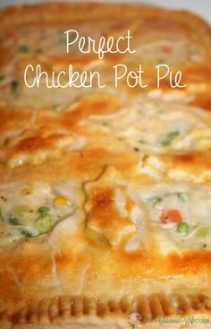 a chicken pot pie with cheese and vegetables