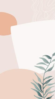 a plant with green leaves in front of an orange and pink background that is part of a series of minimalist paintings