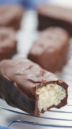 a close up of a chocolate bar on a plate