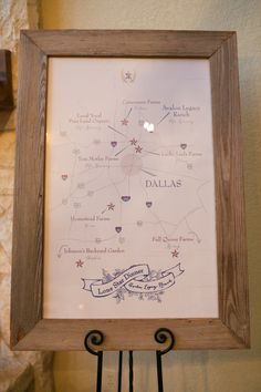 a wooden frame with a map on it