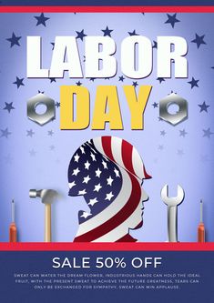 labor day sale poster with an american flag