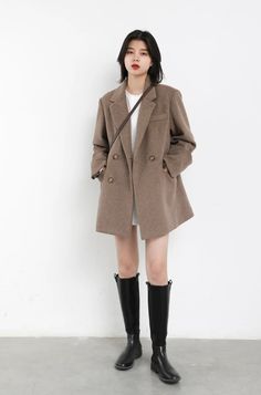 Wool Blend Mid-length Warm Winter Overcoat Winter Overcoat, Button Embellishments, Winter Color, Winter Colors, Down Coat, Color Khaki, Black Coat, Warm Winter