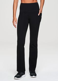 Look and feel your best in our Studio Tummy Control Bootcut Pant. This timeless yoga pant features a traditional boot cut design with a flattering double stitched high waistband that offers secure support throughout wear. Side tech pockets add the functionality you're looking for, and the breathable cotton fabric combines with a touch of spandex for a fitted athleisure pant that moves with you without restrictions. Athleisure Pants, Bootcut Pants, Yoga Pant, Athletic Apparel, Apparel Design, Cut Design, Yoga Pants, Boot Cut, Athleisure