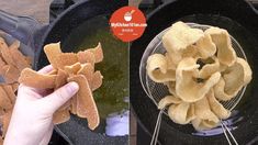 two pictures showing how to make crispy snacks