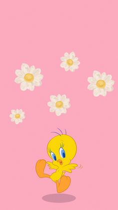 an image of a cartoon character with daisies in the air and flowers coming out of it