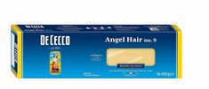 De Cecco #9 Angel Hair, 1 lb Black Olives Recipes, Yellow Packaging, Pasta Brands, Semolina Pasta, Bucatini Pasta, Light Sauce, Linguine Pasta, Italian Pasta Dishes, Fettuccine Pasta