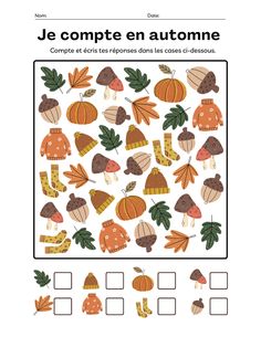 an autumn themed worksheet for children to practice their english and french words in