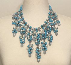 Gorgeous Blue resin & Faux Pearls Bib Statement Necklace Just stunning, very good condition, It measure 18" long plus 3" chain, Bib's width 5" The pictures are part of the description so please look at all the pictures and if you have any question please feel to ask before bidding!  Make sure you check out my other vintage items! Bib Necklaces, Faux Pearl, Necklace Etsy, Beauty Book, Statement Necklace, Vintage Items, Etsy Accessories, Jewelry Necklaces, Accessory Gift