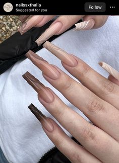 Brown Acrylic Nails, Long Nail Designs, Colored Acrylic Nails, Classy Acrylic Nails, Long Square Acrylic Nails, Unique Acrylic Nails, Square Acrylic Nails, Pretty Acrylic Nails, Chic Nails