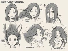 some drawings of different hair styles and how they are used to make them look like girls