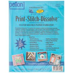 pellon print - stitch dissove watercolor paper, 12 sheets / pack