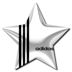 a white star with the word adidas written in black on it's side