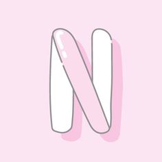 the letter n is made up of white and pink nail polishes on a light pink background