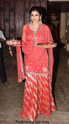 Karvachauth Dresses Ideas, Karvachauth Dresses, Palazzo Dress, Eid Outfit, Gaun Fashion