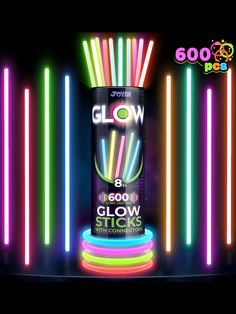 glow sticks are stacked on top of each other