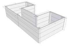 the bottom section of a raised planter box is shown with measurements for the sides