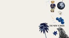 the new yorkerr logo with an animal, palm tree and other items in it