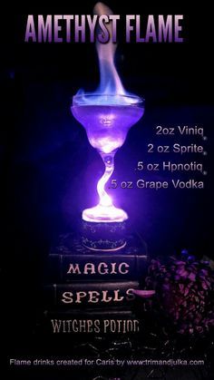 an advertisement for the witch's lamp show, which is lit up in purple and blue