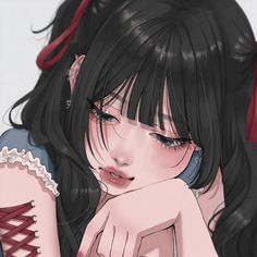 ! tamori_www on twt. Anime Black Hair, Digital Art Anime, Cute Art Styles, Anime Best Friends, Art Icon, Kawaii Art