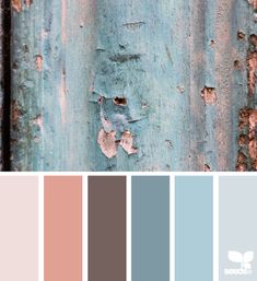 the color palette is blue, brown, and green with rusted paint on it