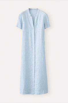 Yarn-dyed linen in Chambray. Dark Teal, Pure Linen, Linen Dress, Skirt Length