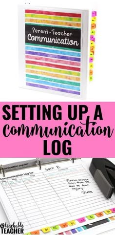 a binder with the words setting up a communication log