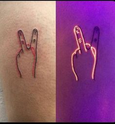 two different images of the same person's arm with fingers pointing at each other