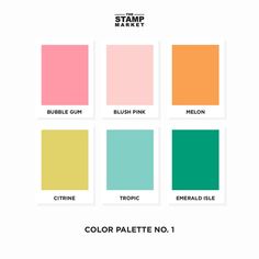 the color palette for stamp market's spring / summer 2013 collection, including pink, green