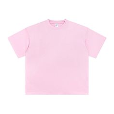 A-140-pink Solid Color Plain Drop Shoulder Tops, Oversized Pink Plain Tops, Basic Pink Tops For Streetwear, Oversized Solid Plain Top, Oversized Basic Plain Shirt, Trendy Oversized Solid Color T-shirt, Oversized Solid Color Short Sleeve Shirt, Oversized Short Sleeve Solid Color Shirt, Casual Pink Boxy Fit Top