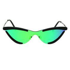 Women's rimless retro funky runway fashion cat eye sunglasses. (fapop8388) Size: one size.  Color: Black.  Gender: female.  Age Group: adult. Green Mirrored Cat Eye Sunglasses For The Beach, Green Mirrored Lenses Cat Eye Sunglasses For Beach, Futuristic Cat Eye Sunglasses With Mirrored Lenses, Fun Mirrored Cat Eye Sunglasses, Purple Mirrored Cat Eye Sunglasses, Disco Funk, Green Mirrors, Rimless Sunglasses, Cat Eye