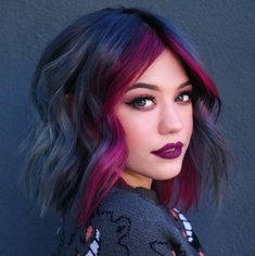 Two Color Hair, Hair Colour For Green Eyes, Vivid Hair Color, Hair Dye Colors, Hair Inspiration Color, Hair Inspo Color, Cool Hair Color, Crazy Hair, Purple Hair