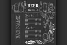 a beer menu on a blackboard