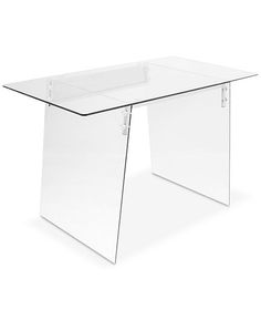 a glass table with two legs on the top and one leg up to the side