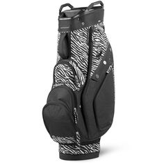 a black and white zebra print golf bag