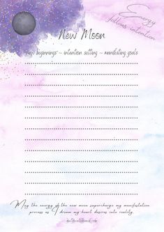 a pink and blue watercolored paper with writing on it that says new meen