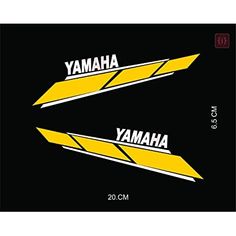 two yellow arrows with the words yamaha on them are next to each other in front of a black background