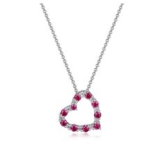 Amp up your personal style with this romantic heart-shaped pendant adorned with sparkling lab-created rubies and lab-grown diamonds. From LuxLab. Diamond Heart Necklace, Romantic Heart, Heart Necklace Diamond, Ruby Diamond, I Love Jewelry, Love Jewelry, Necklace Sterling Silver, Diamond Heart, Jewelry For Women