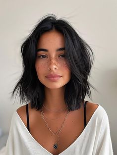 Shoulder Length Haircut 2024, My Type Of Woman, Short Winter Haircuts, Black Haircut Women, Short Haircut Black Hair, Hair Inspo Color Mid Length, Hair Cut Inspired Mid Length, 2024 Trendy Haircuts, Short Women’s Haircuts