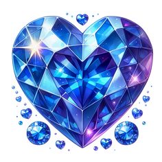 a blue diamond heart surrounded by diamonds