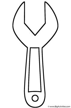 a black and white drawing of a wrench