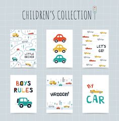 the children's collection is designed to look like they have cars and trucks on them